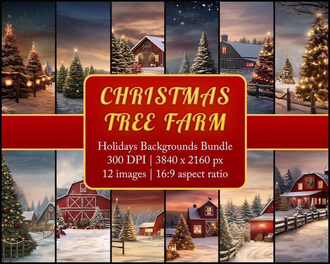 Christmas Tree Farm | Christmas/holiday Backgrounds PNG Bundle