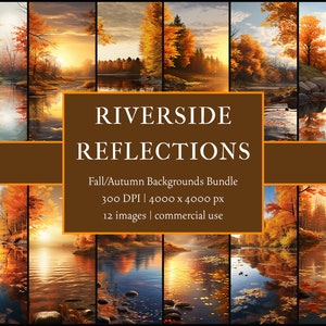 Riverside Reflections | Fall/Autumn Backgrounds PNG Bundle | Fall/Autumn Wallpapers | Commercial Use