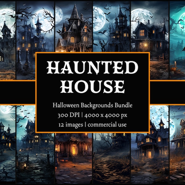 Haunted House | Halloween Backgrounds PNG Bundle | Halloween Wallpapers | Commercial Use