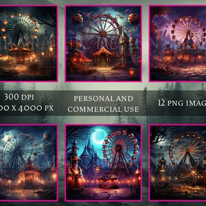 Cursed Carnival | Halloween Backgrounds PNG Bundle | Halloween Wallpapers | Commercial Use image 2