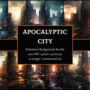 Apocalyptic City | Halloween Backgrounds PNG Bundle | Halloween Wallpapers | Commercial Use
