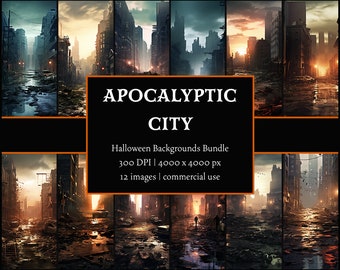 Apocalyptic City | Halloween Backgrounds PNG Bundle | Halloween Wallpapers | Commercial Use