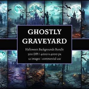 Geisterfriedhof | Halloween Hintergründe PNG Bündel | Halloween-Hintergründe | Kommerzielle Nutzung