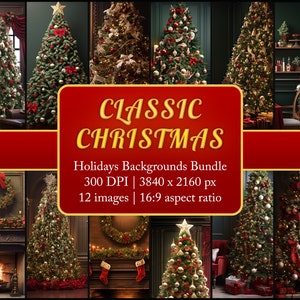 Classic Christmas | Christmas/Holiday Backgrounds PNG Bundle | Christmas/Holiday Wallpapers | Commercial Use