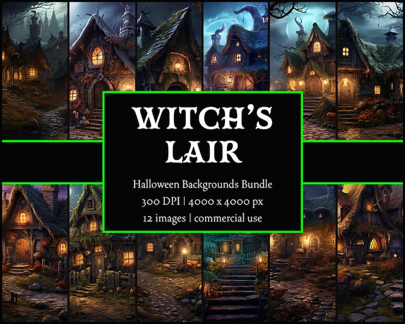 Witch's Lair | Halloween Backgrounds PNG Bundle | Halloween Wallpapers ...