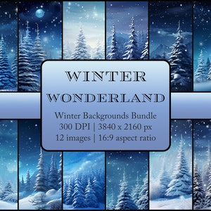Winter Wonderland | Winter Backgrounds PNG Bundle | Winter Wallpapers | Commercial Use