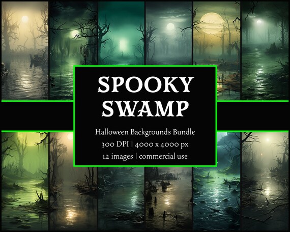 Spooky Swamp | Halloween Backgrounds PNG Bundle | Halloween Wallpapers | Commercial Use
