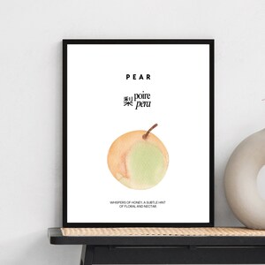 Pear Fruit Wall Art, Kitchen Wall Art Printable, Minimalist Modern Kitchen and Dining Decor