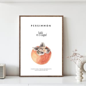 Persimmon Fruit Wall Art, Kitchen Wall Art Printable, Minimalist Modern Kitchen and Dining Decor