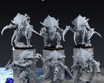 Hive Kelth Warriors - Resin Miniature Set (3 / 6 Models) | Tabletop | 3D Printed | Dark Sci Fi | 40mm Base | 12K resin kit
