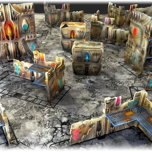 WTC Opvouwbaar Terrein, Eldar Set - TxarliFactory - SciFi Landschap - Terrein - Wargaming - Grimdark - 40k - 3D Printen