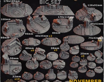 Ruined Empire City Basen, 14 Größen - Miniatur Sockel - Tabletop - 32mm - Wargaming - RPG - SciFi - 3D-Druck