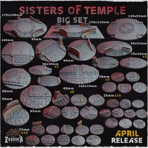 Sisters of Temple Base Topper - Resin Wargaming Bases för Bordspel & RPG - Sceniska Grimdark Miniatyrbaser
