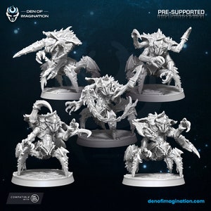 The Hive Guard - Resinsminiatyrset (3/6 modeller) | Bordsskiva | 3D-utskriven | Grimdark Sci-Fi | 50 mm bas | 12K resinkit