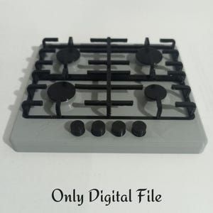 STL FILE - 1/6 Scale Miniature Stovetop, Miniature Cooker Top, Miniature Cooker for Dollhouses, for Dioramas
