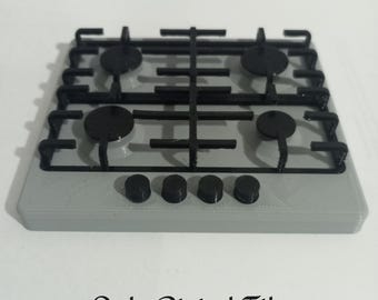 Arquivo STL de fogão em miniatura na escala 1/6 – Fogão para casa de bonecas (Download digital)
