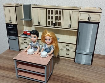DIGITAL FILE - 1/12 Scale Miniature Kitchen Island Set, Miniature Kitchen Island, Miniature Kitchen Stool