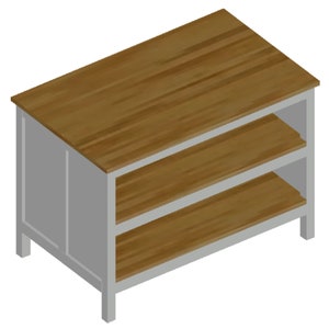 DIGITAL FILE- 1/6 Scale Miniature Kitchen Island for Dollhouse, for Roombox