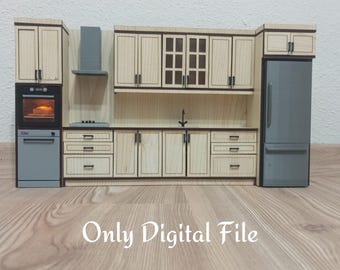 Kiefer Küchen Set Für 12th Scale Puppenhaus