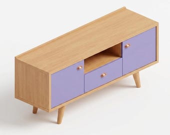 DIGITAL FILE - 1/6 Scale Miniature TV Stand, Miniature Television Cabinet for dolls and dollhouses