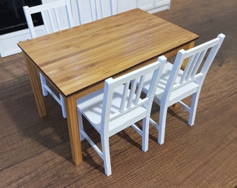 DIGITAL FILE - 1/6 Scale Miniature Kitchen Table and Chairs, Kitchen Furniture for Dollhouse, for Room Box