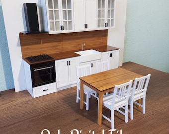 DIGITAAL BESTAND: miniatuur keukenkast 1/6, oven, fornuis, afzuigkap voor poppenhuis, voor kamerdoos