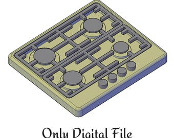 STL FILE - 1/12 Scale Miniature Stove Top, Cooker