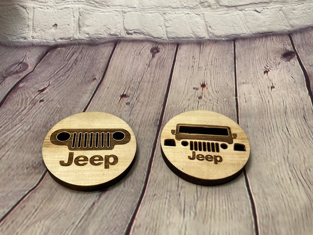 Round Wooden Jeep Coasters Car Coasters Lot of Two Jeep Design Etsy