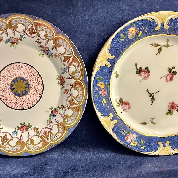 Set of Two Vintage Sevres Reproduction Tin Plates Made in England