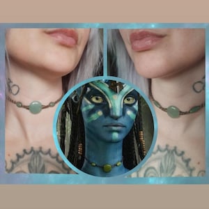Gargantilla de aventurina inspirada en Avatar - Neytiri + set de pegatinas sorpresa de Avatar