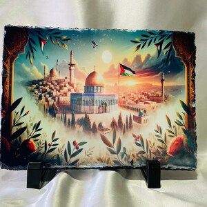 Al Aqsa rock slate frame, solidarity, dome of the rock, masjid , Jerusalem, islamic gift