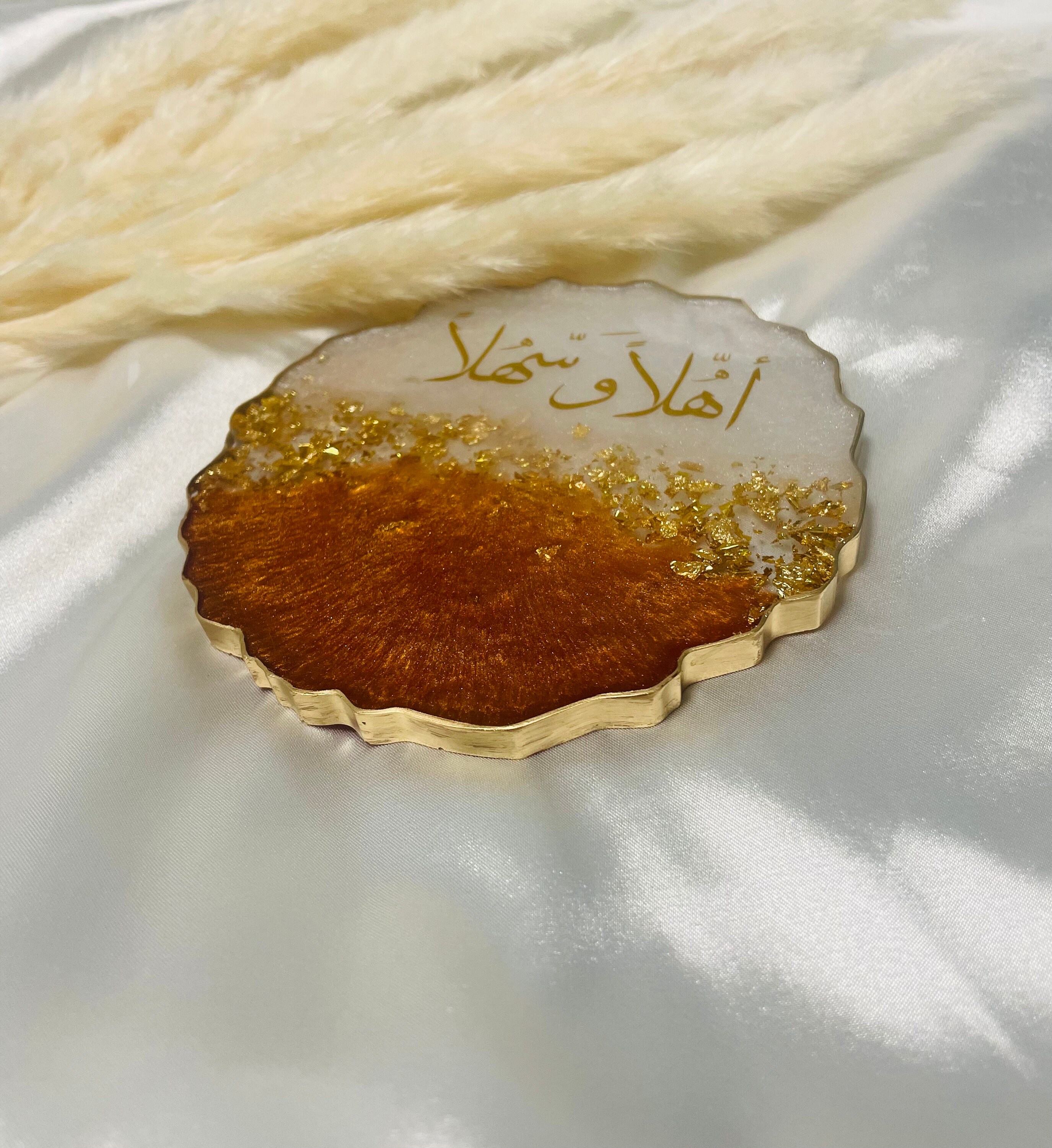 Handmade Gold Bronze Arabic Calligraphy Resin Coasters - Etsy