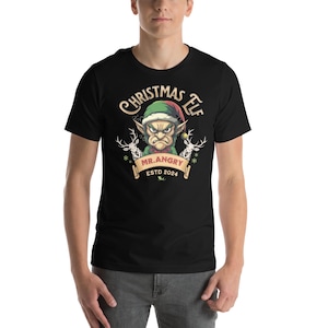 Christmas Elf T-Shirt Tee Top Angry Elf Humour Fun Gifts Unisex