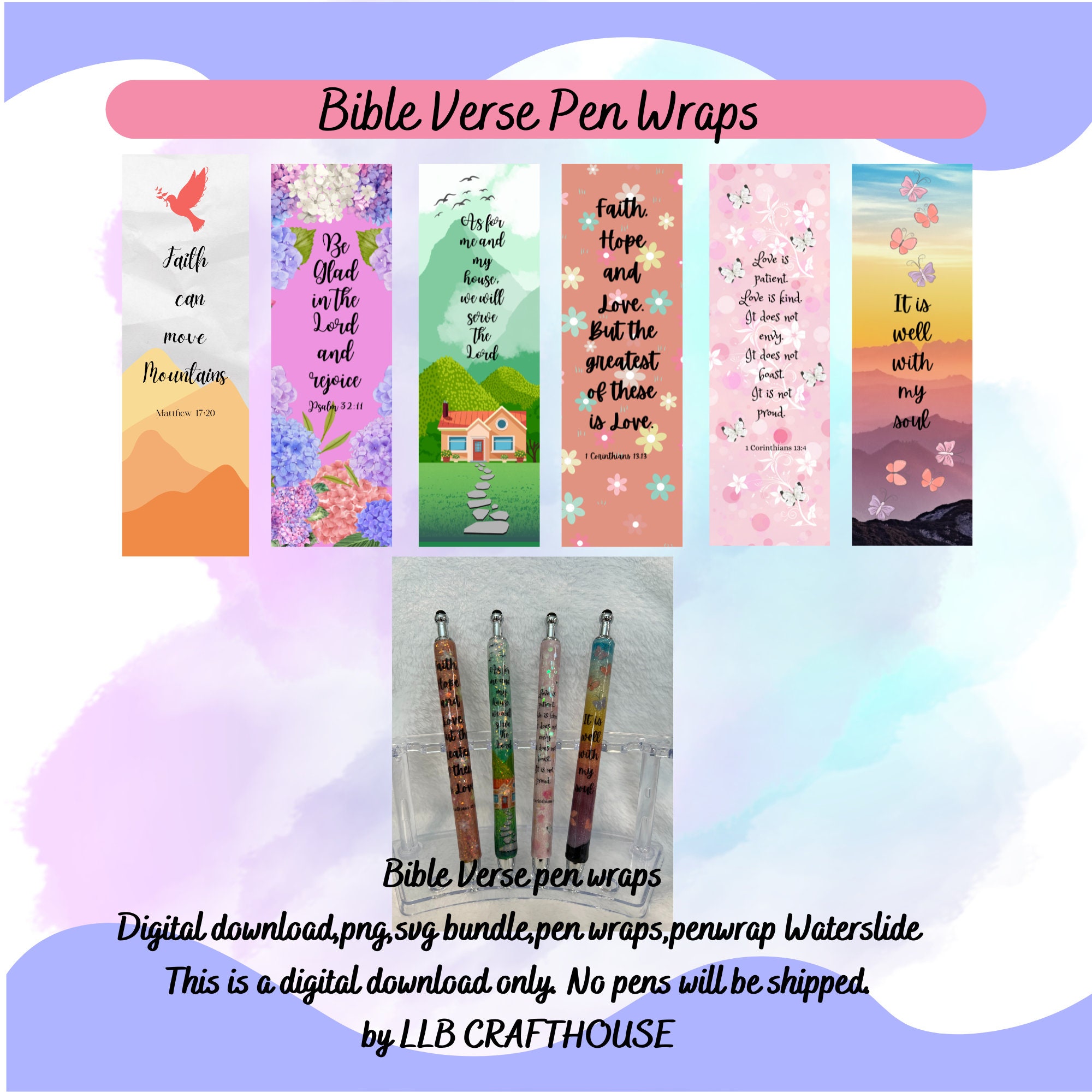 Bible Verse Pen Wrap, Faith Inspired Digital Download, PNG,SVG - Etsy