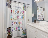 Shower Curtains - table of alphabets / tabla del alfabeto English / Spanish