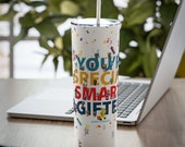 Skinny Tumbler joyful with Straw, 20oz (quotes to live4)