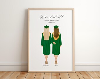 Impression de remise des diplômes des meilleurs amis, université, collège ou lycée, fichier téléchargeable, promotion 2026