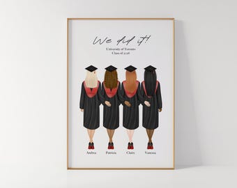 Impression de remise des diplômes des meilleurs amis, université, collège ou lycée, fichier téléchargeable, promotion 2026