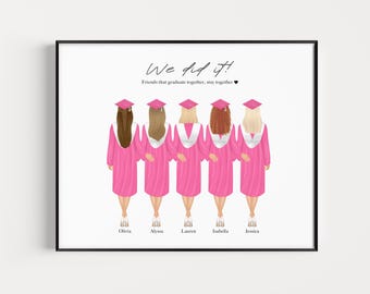 Impression de remise des diplômes, grand groupe d'amis, université, collège ou lycée, fichier téléchargeable, promotion 2026