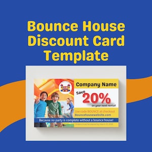 Modelo de cartão de desconto Bounce House – Design Canva editável