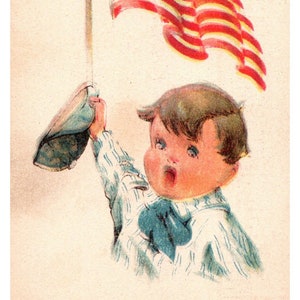 c1917 Patriotic Boy Children Series, Boy & Flag, Old Glory, WWI Era, Unposted, Charles Twelvetrees Ansichtkaart, Ephemera A1