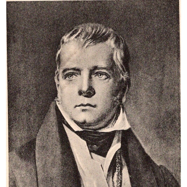 c1910 Sir Walter Scott Portrait Postcard, Writer Historian Politician, Novels Historical Fiction, Black and White, Unposted A2