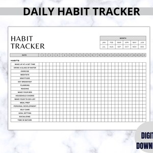 Monthly habit tracker, Routine tracker, Minimalistic daily habit tracker, Digital habit tracker