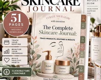 Skincare Journal & Routine Tracker, Digital Skincare Planner, Skin Progress Journal, Printable Self Care PDF