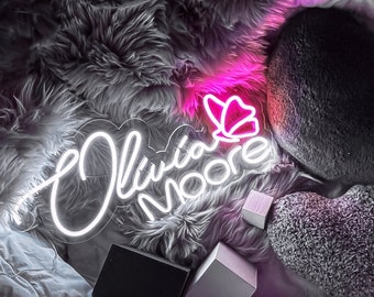 Kinderzimmer Namensschild, Neonschild Custom, Kinderzimmer Dekor Mädchen, Kleinkind Jungenzimmer Led Licht, Geburtstagsfeiergeschenk, Schmetterling Einhorn Rosa Wandkunst