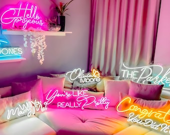 Letrero de neón, letrero de neón personalizado, regalos personalizados, letrero con nombre, letrero de neón para bodas, decoración de pared, decoración del hogar, letrero de neón estético, letrero LED de bar