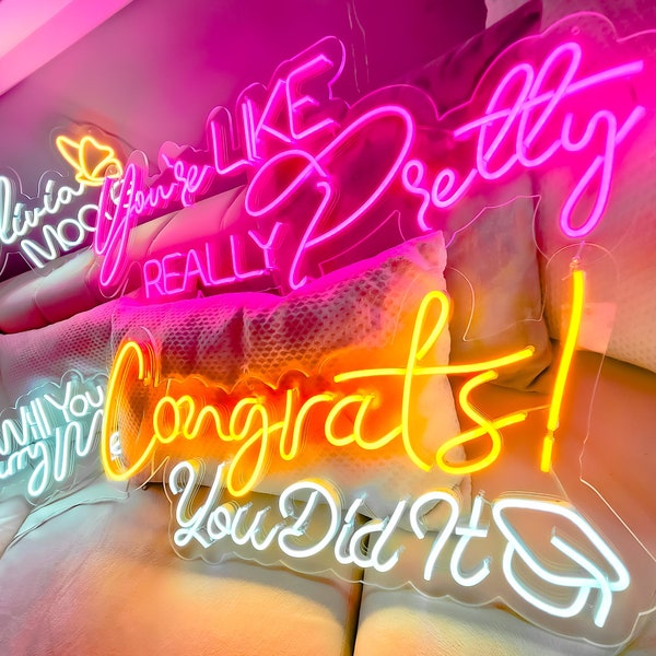 Graduation party neon decor, congrats grads neon sign, photoshoot backdrop wall decoration, congrats you did it LED sign, class of 2024 gift