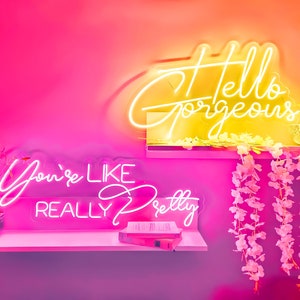 Olá, lindo letreiro de luz LED, você é como um letreiro de neon muito bonito, rosa grande, você é uma linda arte de parede para salão de beleza, café, bar, cafeteria