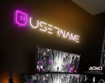 Letrero de neón personalizado para gamer tag, decoración para sala de juegos, decoración de juegos, nombre de usuario para novio, decoración para transmisión de videojuegos, regalo para él