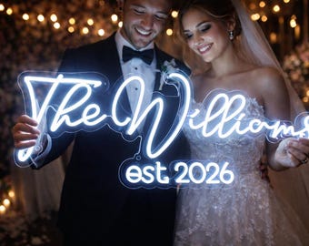 Customizable LED Neon Sign for Wedding, Personalized Housewarming Gift